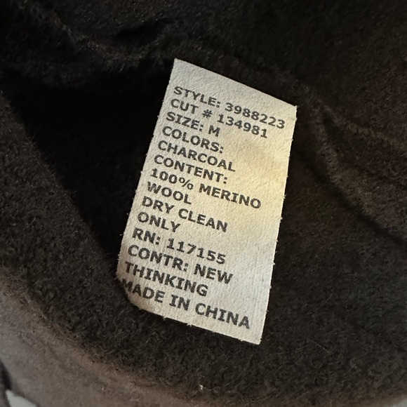 Cut Loose 100% Merino Wool Brown Collared Jacket Coat Size Medium - Picture 5 of 5